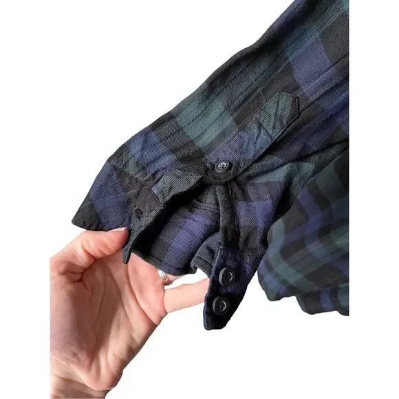 Torrid Emma Dark Green & Navy Plaid Twill Babydoll Tunic size 2 - Picture 9 of 10